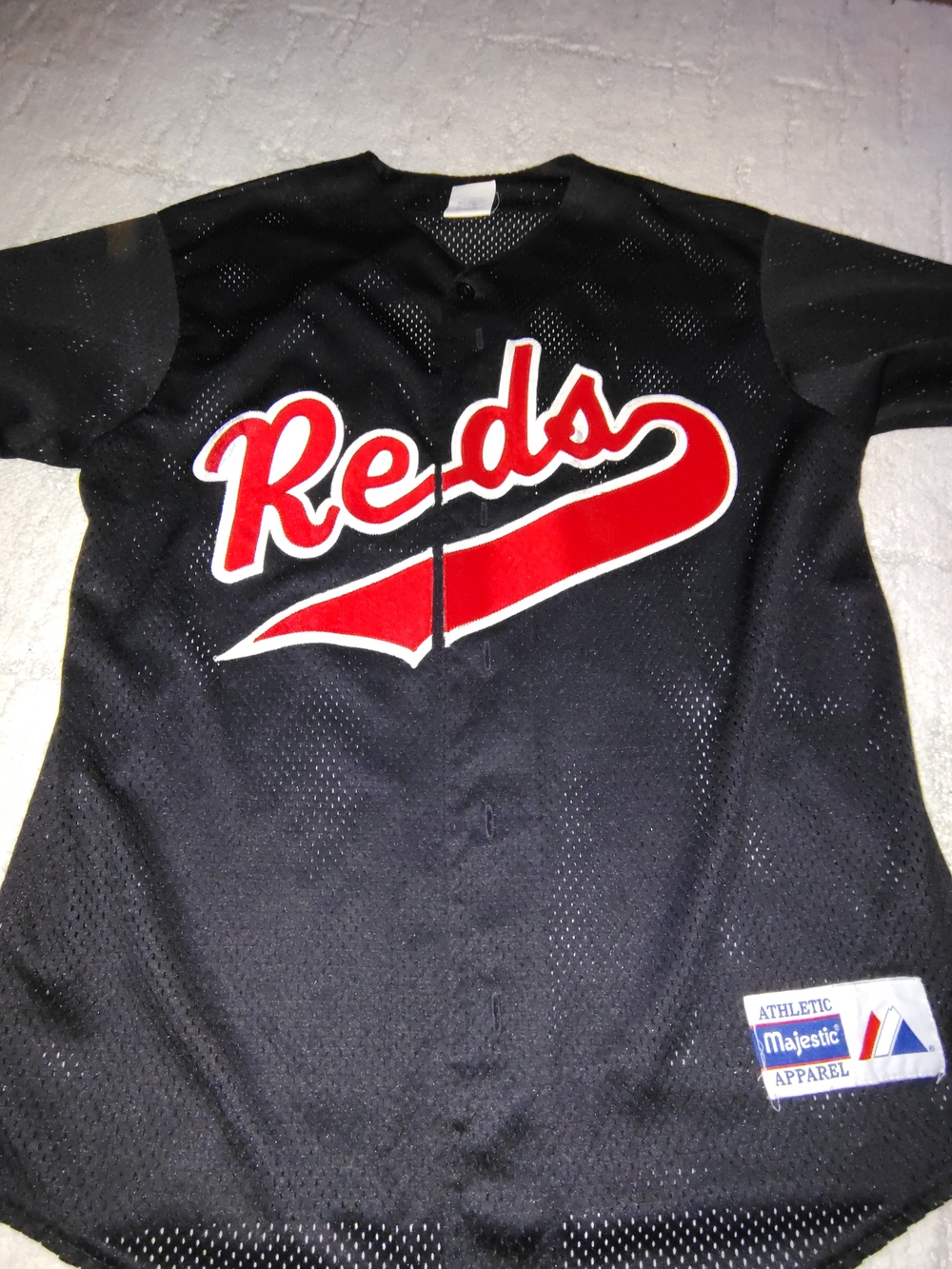Majestic Reds Men's Black Baseball Jersey